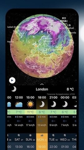  ventusky风雨气温图