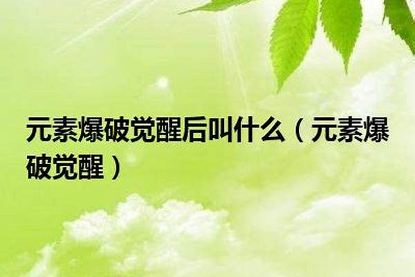 元素爆破觉醒后叫什么