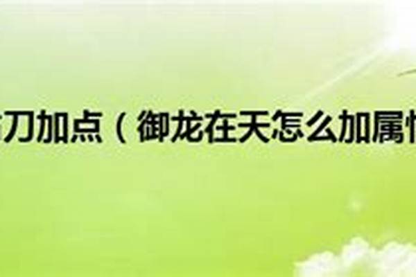 御龙在天怎么加属性点